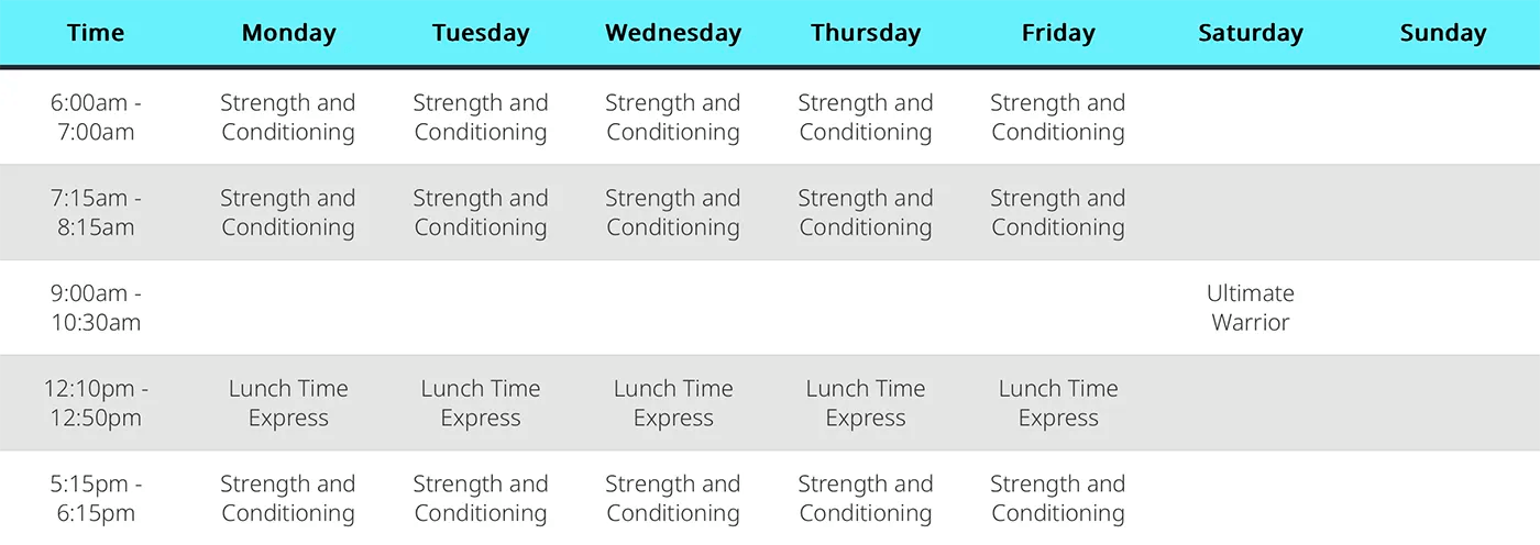 Warrior Life schedule